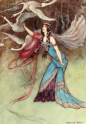 The Queen Threw Her Shirt over Them, the Fairy Book 1913 Art Print