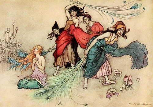 They Turned into Bundles of Feathers, the Fairy Book 1913 Art Print