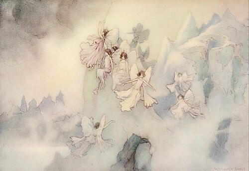 All Round the Ice-Cliffs Rose, the Water-Babies 1909 Art Print