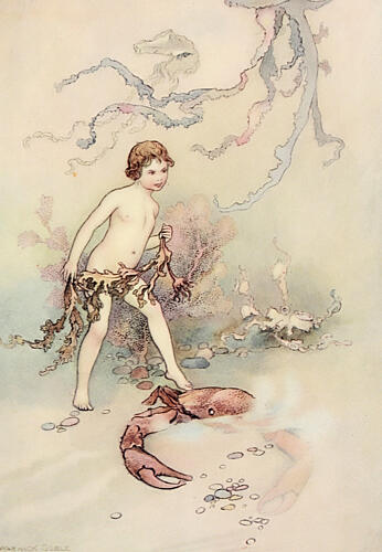 Frightened the Crabs, the Water-Babies 1909 Art Print