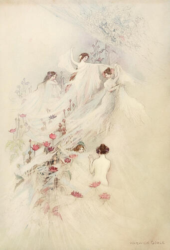 Ladies All Gathered Gossamer in Autumn, the Water-Babies 1909 Art Print