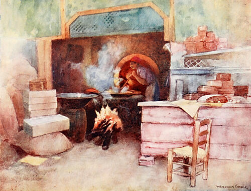 A Shekerdjis Shop, Turkey 1911 Art Print by Warwick Goble