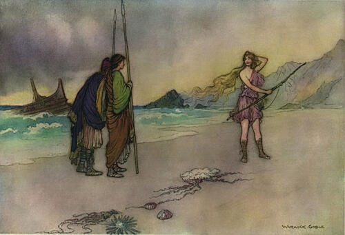 Aeneas and Achates Meeting Venus, Works of Geoffrey Chaucer 1912 Art Print by Warwick Goble