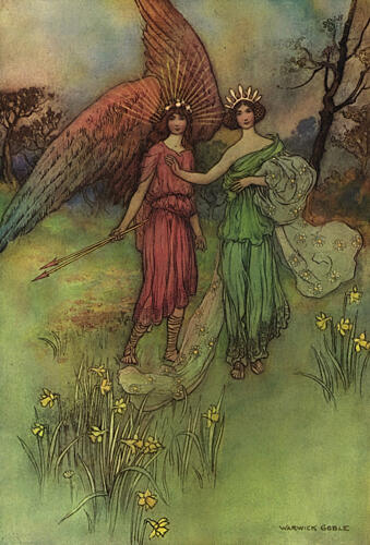 Alceste and the God of Love, Works of Geoffrey Chaucer 1912 Art Print by Warwick Goble