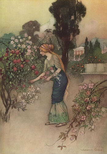 Emily in the Garden, Works of Geoffrey Chaucer 1912