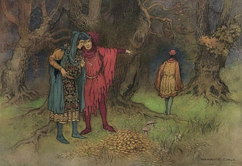 Three Revelers, Works of Geoffrey Chaucer 1912