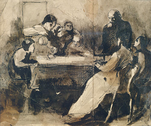 Family Group at a Wedding Ca 1910 Art Print by Isaac Rosenberg