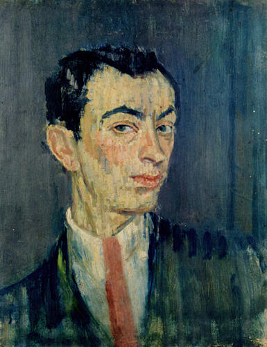 Self-Portrait in a Pink Tie 1914 Art Print by Isaac Rosenberg