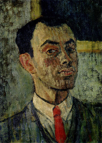 Self-Portrait in a Red Tie 1914 Art Print by Isaac Rosenberg