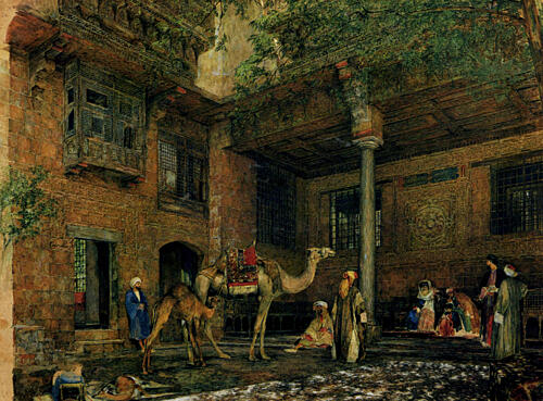 Courtyard of the Painters House Art Print by John F. Lewis
