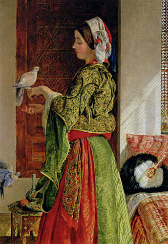 Caged Doves Ca 1864 Art Print by John F. Lewis