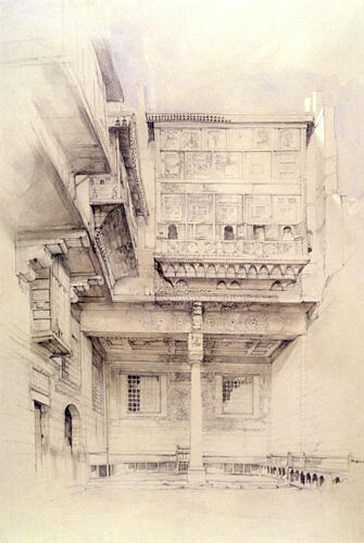Courtyard of the Artists House, Cairo Ca 1841-51 Art Print by John F. Lewis