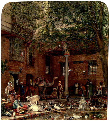 Courtyard of the Coptic Patriarchs House in Cairo Ca 1864 Art Print by John F. Lewis
