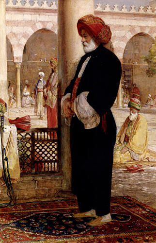 Interior of a Mosque, Afternoon Prayer 1857 Art Print by John F. Lewis