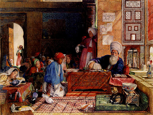 Interior of a School, Cairo 1865 Art Print by John F. Lewis