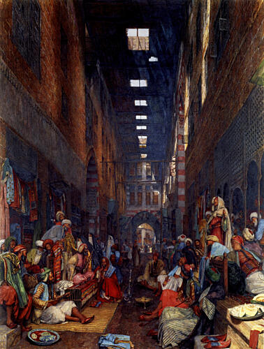 The Bezestein Bazaar, El Khan Khalil, Cairo 1872 Art Print by John F. Lewis