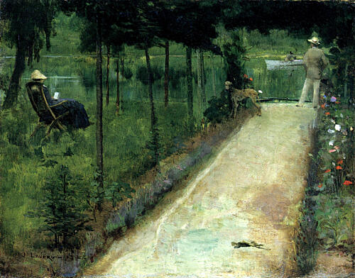 A Grey Summers Day, Grez 1883 Art Print by John Lavery