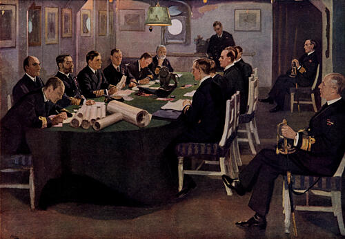 Admiral Sir David Beatty Reading Terms of Armistice to Germans Art Print by John Lavery