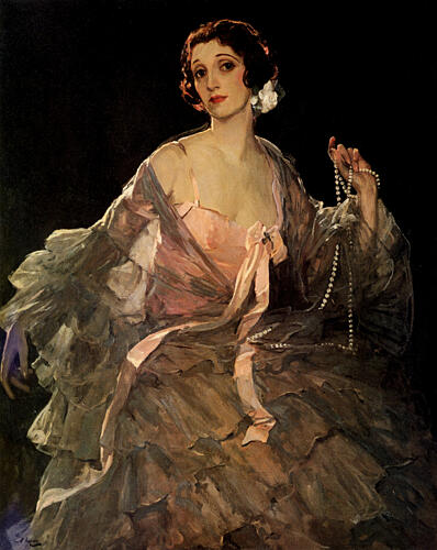 Hazel in Rose and Grey Ca 1920 Art Print by John Lavery