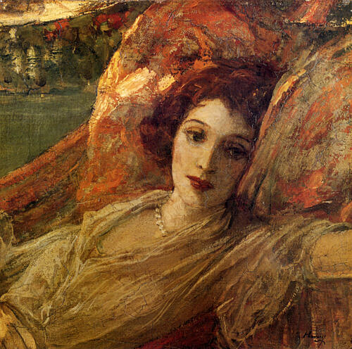 Hazel in the Red Hammock Ca 1923 Art Print by John Lavery