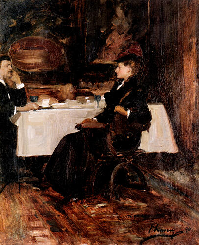Mrs Adam at Dinner 1890 Art Print by John Lavery