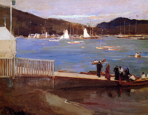 Sailing Boats on the Clyde, Hunters Quay 1890 Art Print by John Lavery