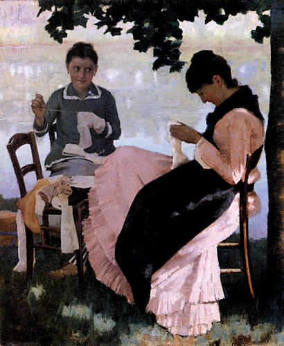 Sewing in the Shade 1884 Art Print by John Lavery