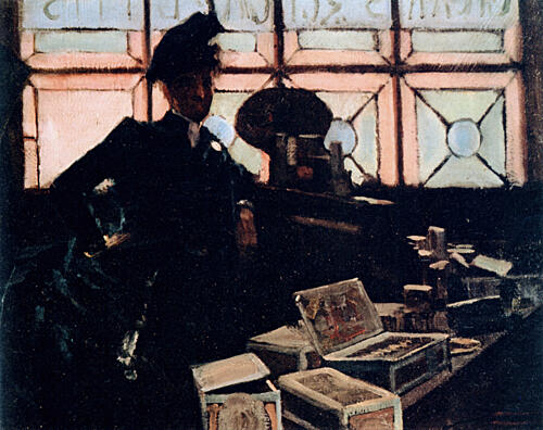 The Cigar Seller at the Glasgow International Exhibition 1888 Art Print by John Lavery