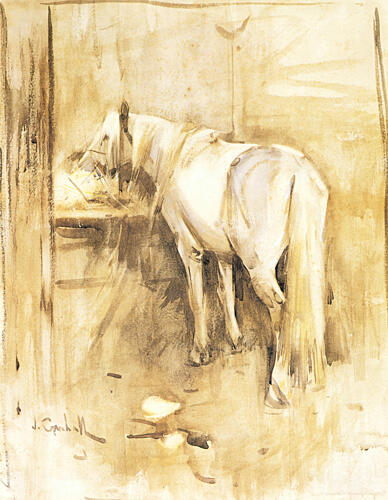 Barb Horse in Stable 1886 Art Print by Joseph Crawhall