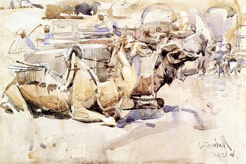 Camels 1888 Art Print by Joseph Crawhall