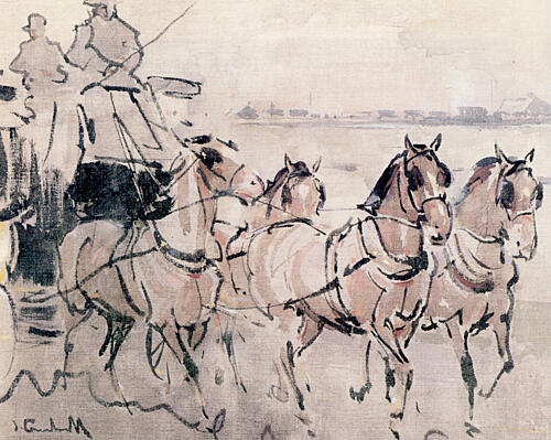 Four in Hand Ca 1894 Art Print by Joseph Crawhall
