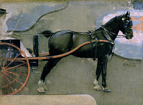 Horse and Cart with Lady Ca 1894-1900 Art Print by Joseph Crawhall