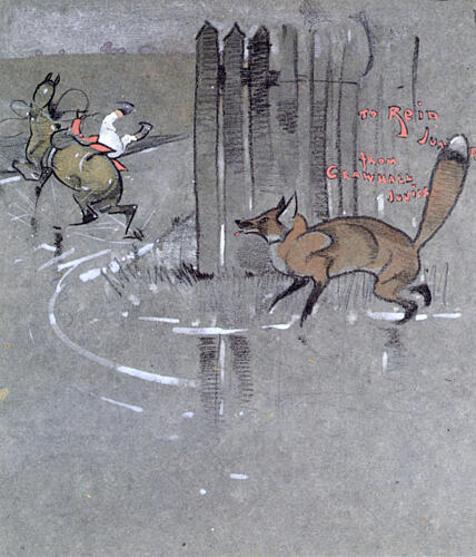 Huntsman Taking a Toss Ca 1894 Art Print by Joseph Crawhall