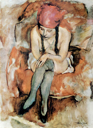 Claudine Resting Ca 1913 Art Print by Jules Pascin