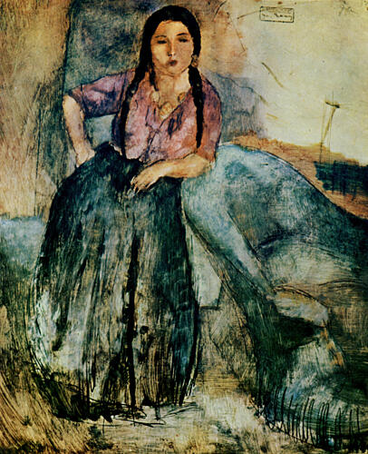 Gypsy Gir 1923 Art Print by Jules Pascin