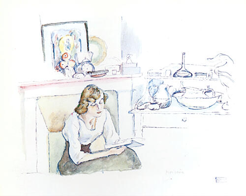 Hermine David Indoors Art Print by Jules Pascin