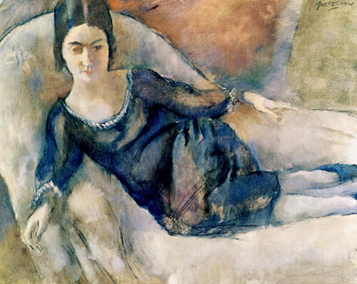 Lady on a Sofa Ca 1925 Art Print by Jules Pascin