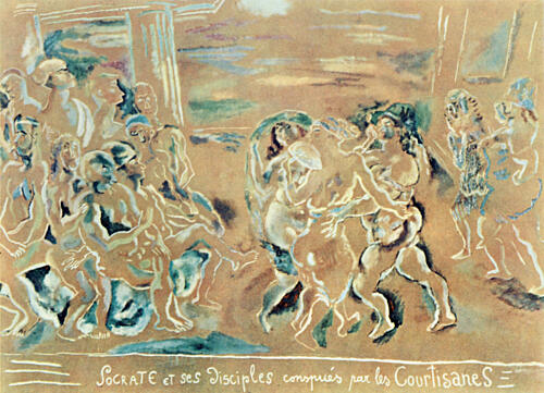 Socrates and His Disciples Mocked by Courtesans Ca 1921 Art Print