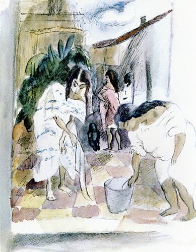 Women Washing the Floor Figuratif reproduction