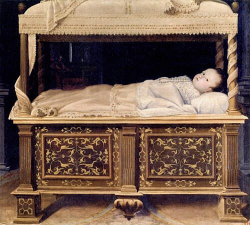 Child in a Cradle Ca 1583 Art Print by Lavinia Fontana