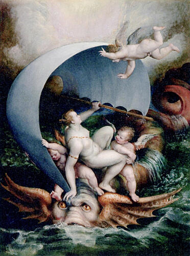 Galatea and Cherubs Riding the Waves Ca 1590 Art Print by Lavinia Fontana
