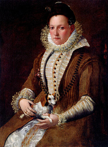 Portrait of a Lady with a Dog 1590s Art Print by Lavinia Fontana