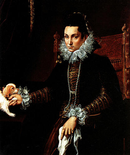 Portrait of a Lady with a Lapdog 1590s Art Print by Lavinia Fontana