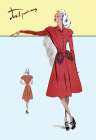 Casual Dress in Red, 1947 Art Print by Unknown