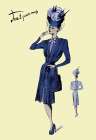Pleated Dress with Hat and Vail, 1947 Art Print by Unknown