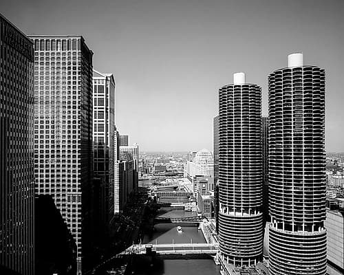 Marina city overlook Chicago Illinois Photography Print