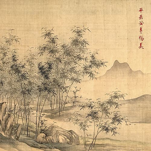 A Solitary Crane in the Bamboo Grove Landscape Print