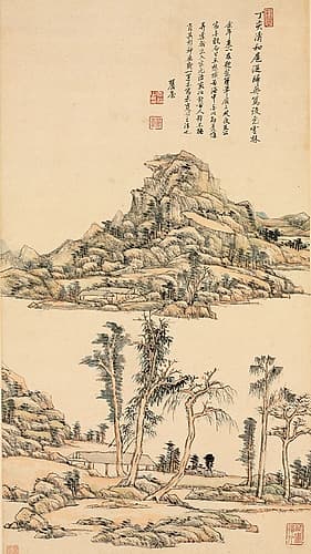Landscape in the Color Style of Ni Zan Landscape Print