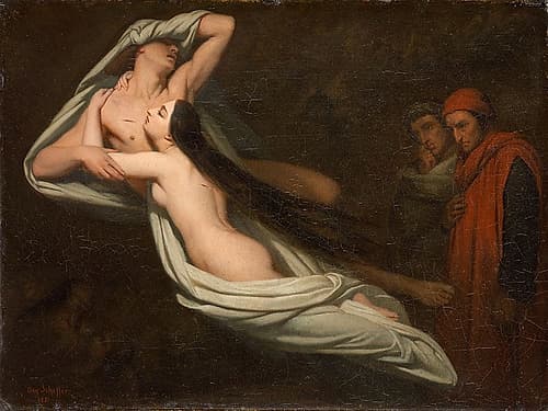 Dante and Virgil Meeting the Shades of Francesca da Rimini and Paolo Figurative Print