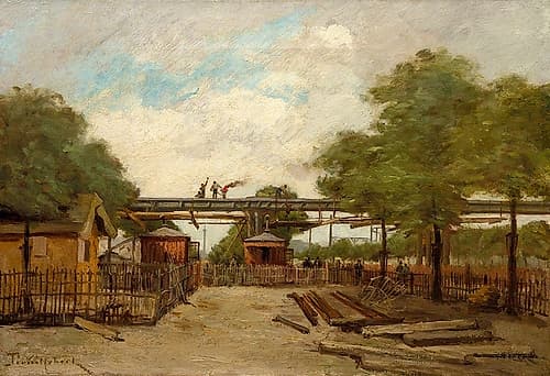 Construction of an Elevated Railway Bridge over the Cours de Vincennes Landscape Print